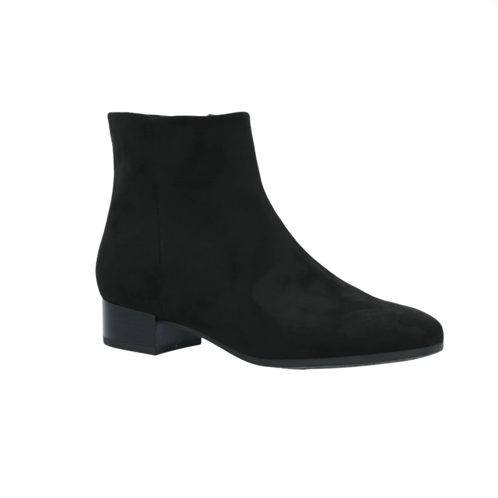 Women's Black Suede Ankle Boots. 3